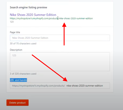 How can i change the URL of a product page