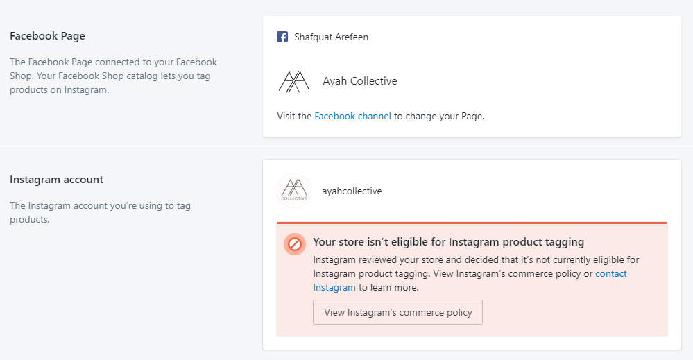 Your store isn’t eligible for Instagram product tagging
