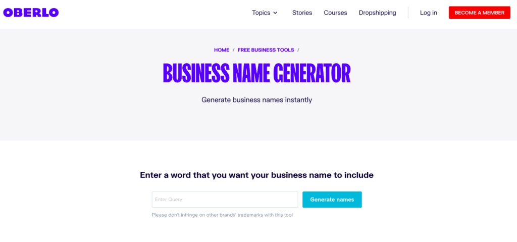 Oberlo name generator