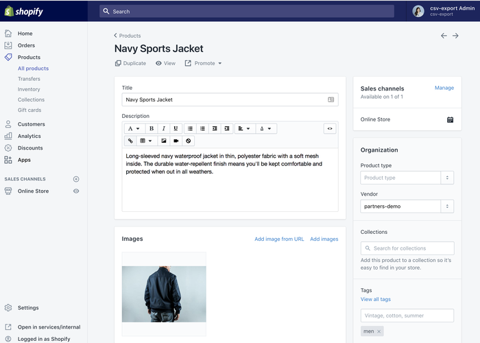 Shopify menu with images