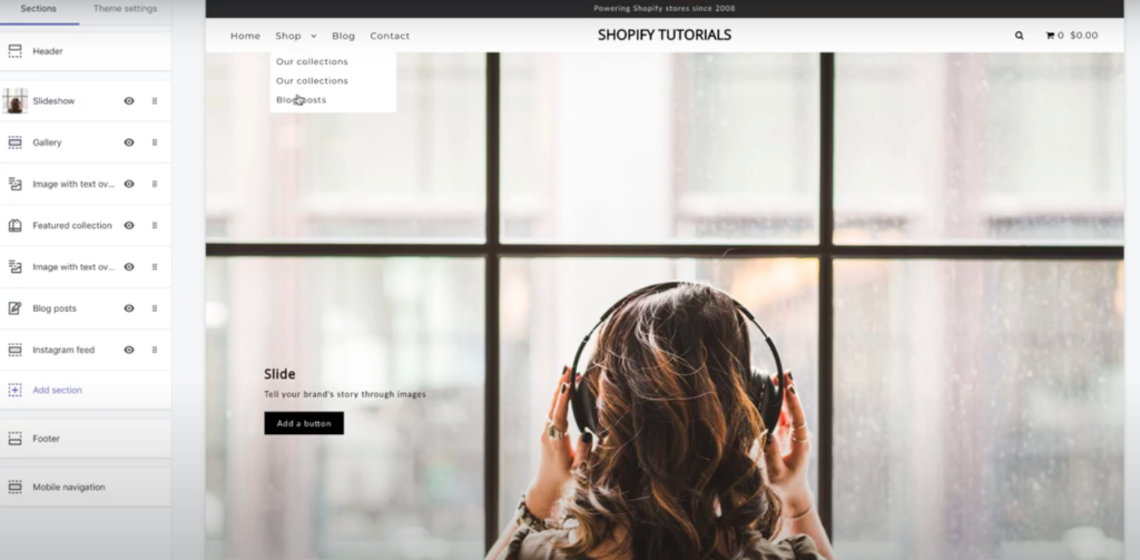 Shopify menu with images