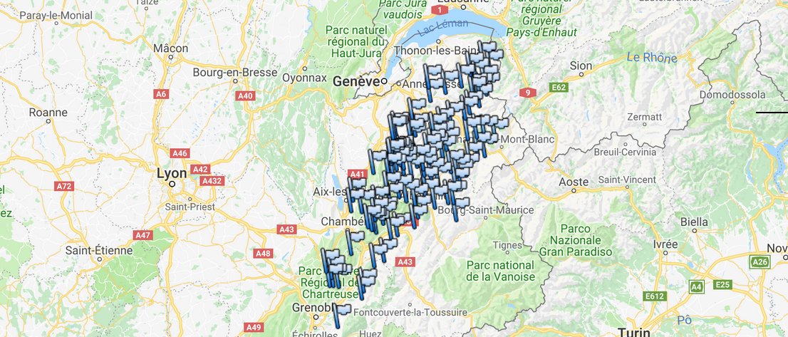 Carte des balises bornes to fly