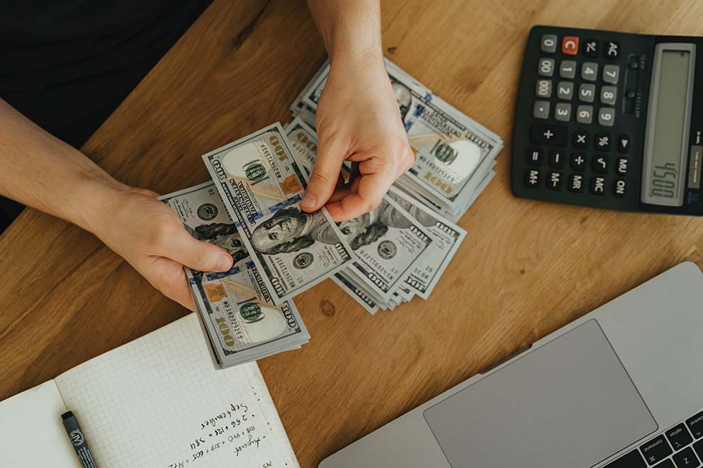 A person counting money