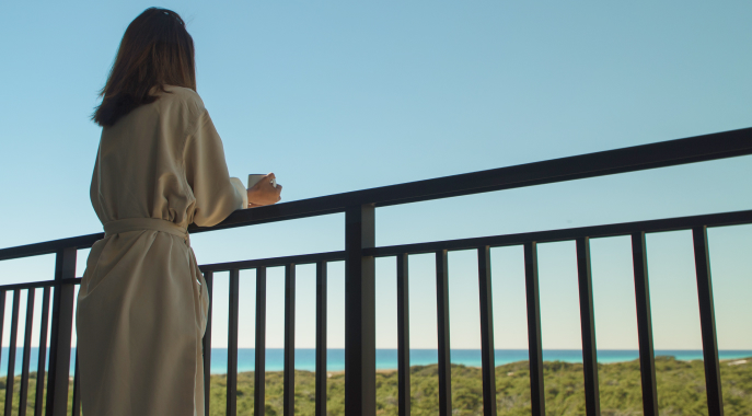 A person watching the ocean