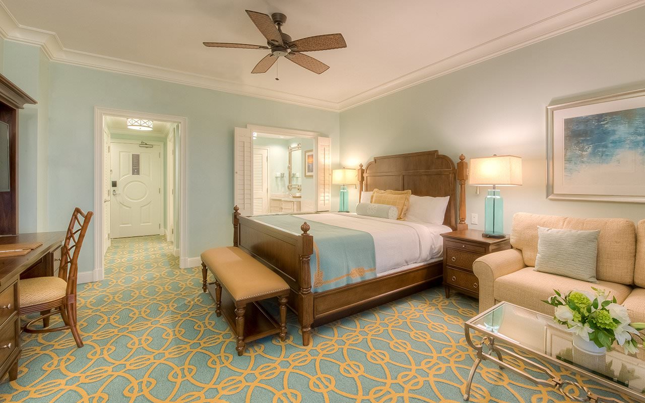 A king bed room with views of the Gulf at The Henderson