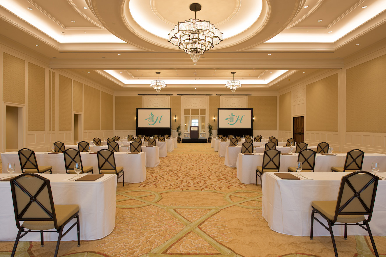 The crystal ballroom, a beautifully appointed 5,221 square-foot venue that accommodates up to 300 guests