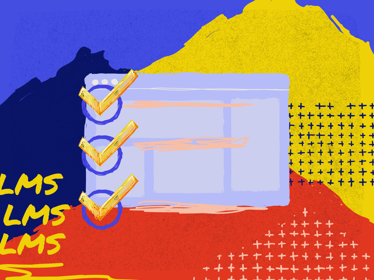 a web browser with a checklist overlaid on a mountain background