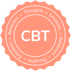 Thoughts, Emotions and Behavior words around CBT stamp