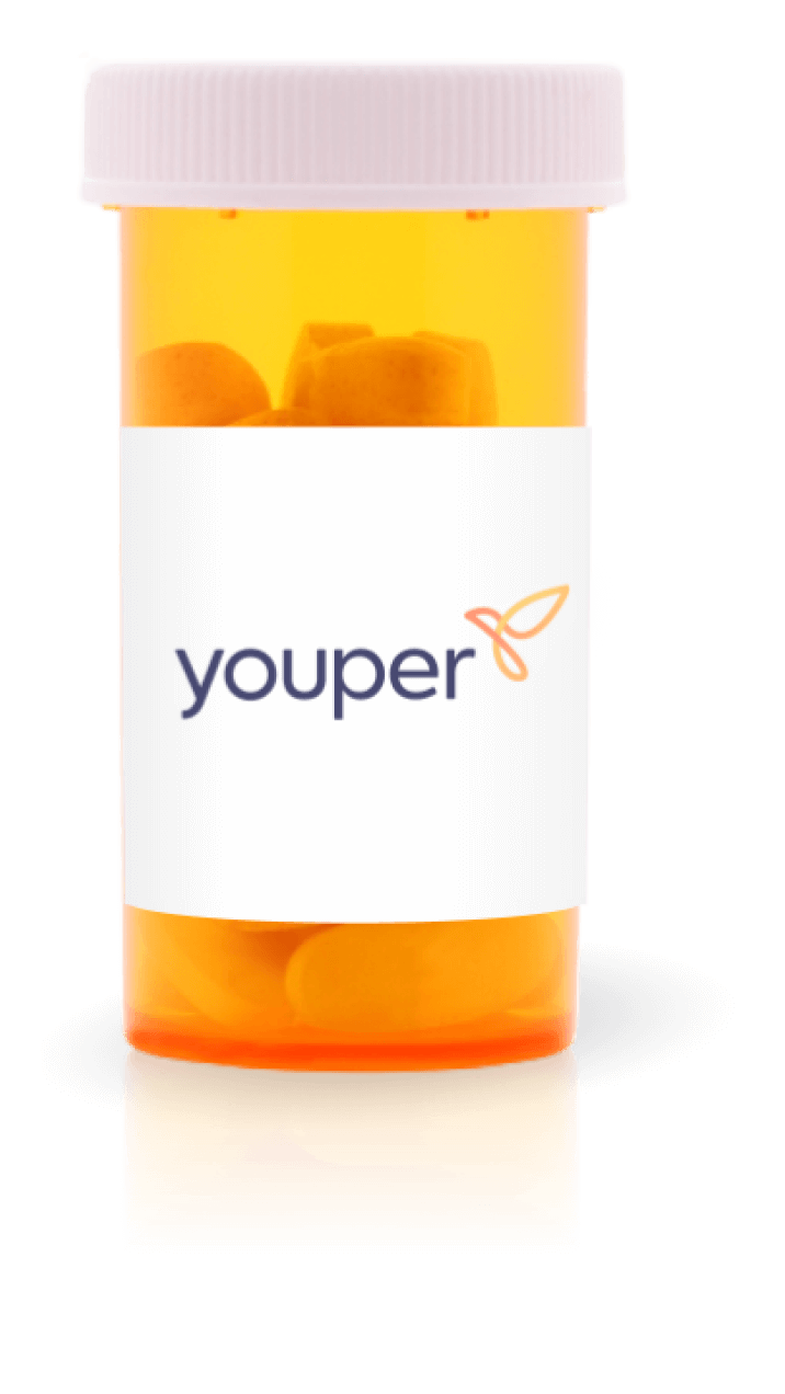 Medication bottle with a Youper label