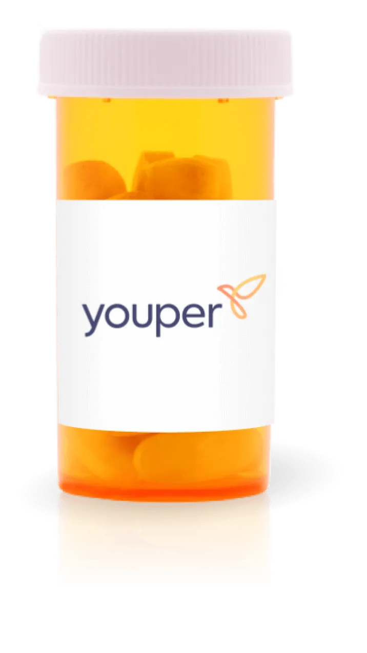 Medication bottle with a Youper label
