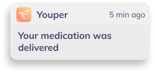 Chat notification from Youper "Your medication was delivered"