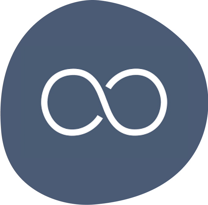 The infinity symbol inside a blue circle