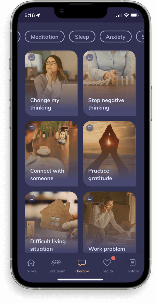 A mobile phone displaying the Youper online therapy app
