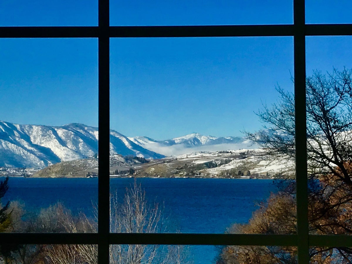 View of Lake Chelan from a hotel window