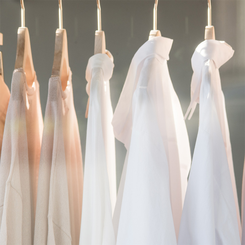 Shirts hanging on a rack