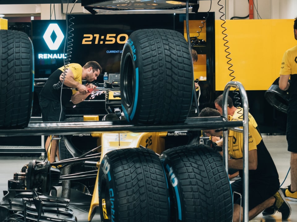 Service on a Formula 1 car