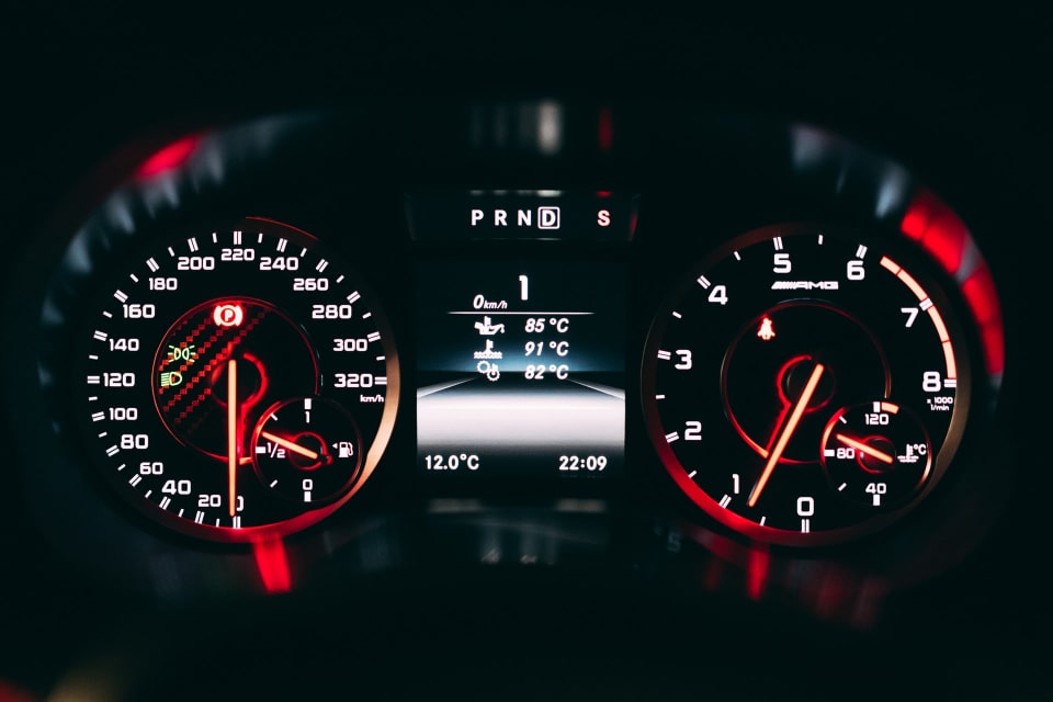 Speed display of a car