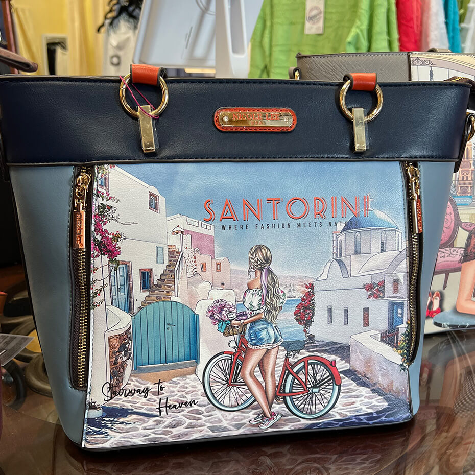 Nicole Lee Santorini purse at Malena and Magda's Boutique.