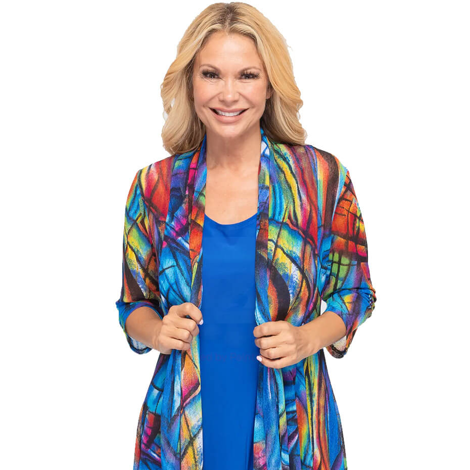Creation colorful vest at Malena and Magda's Boutique.