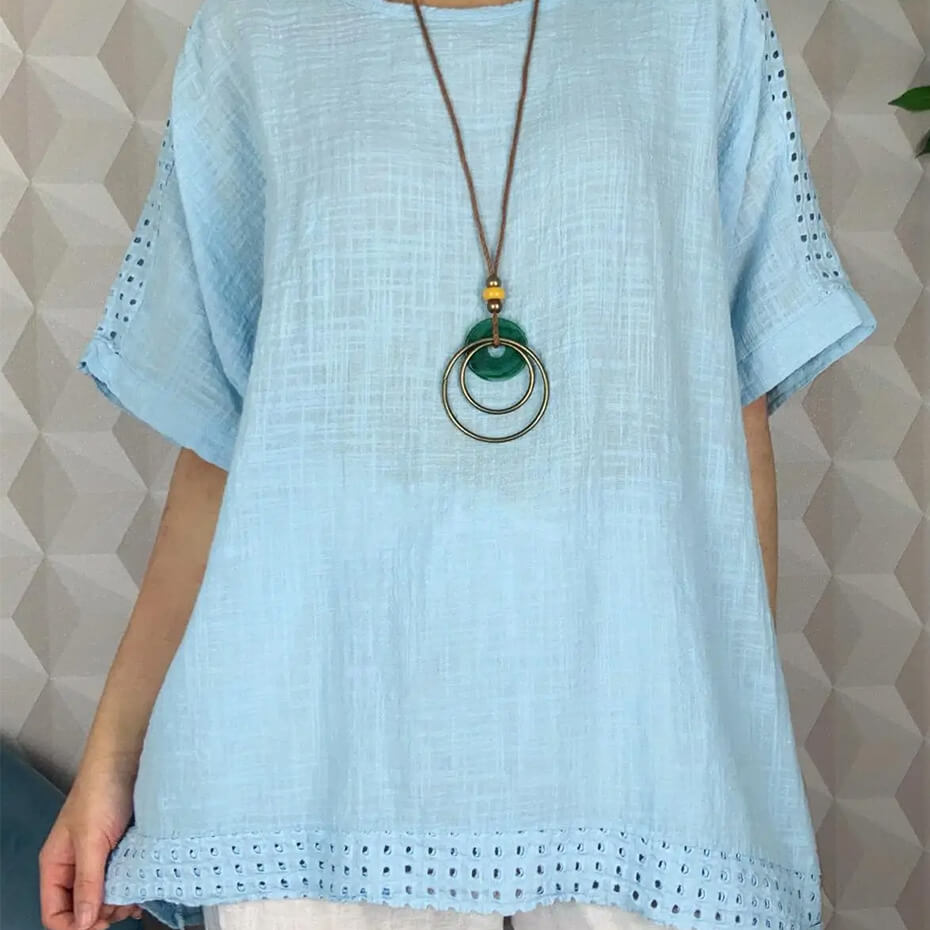 Light blue P&R Star blouse at Malena and Magda's Boutique.