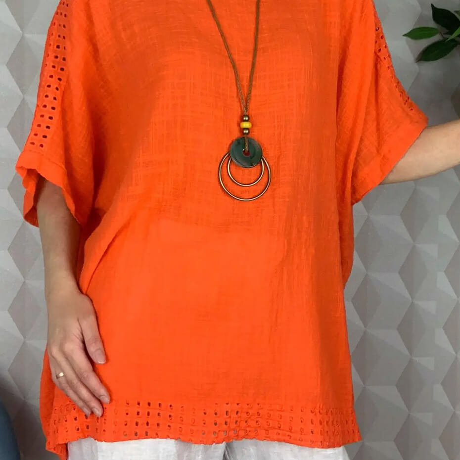Orange P&R Star blouse at Malena and Magda's Boutique.