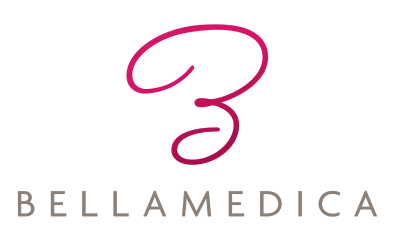 Bellamedica logo, full color, stacked vertically