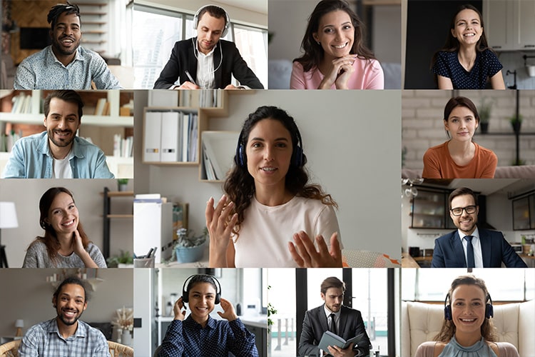 People talking over Zoom at a virtual event