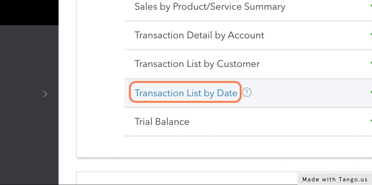 Click on Transaction List by Date