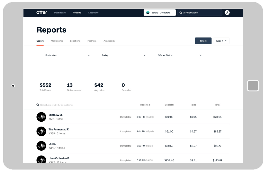 Otter helps the top delivery-enabled restaurants manage their online orders