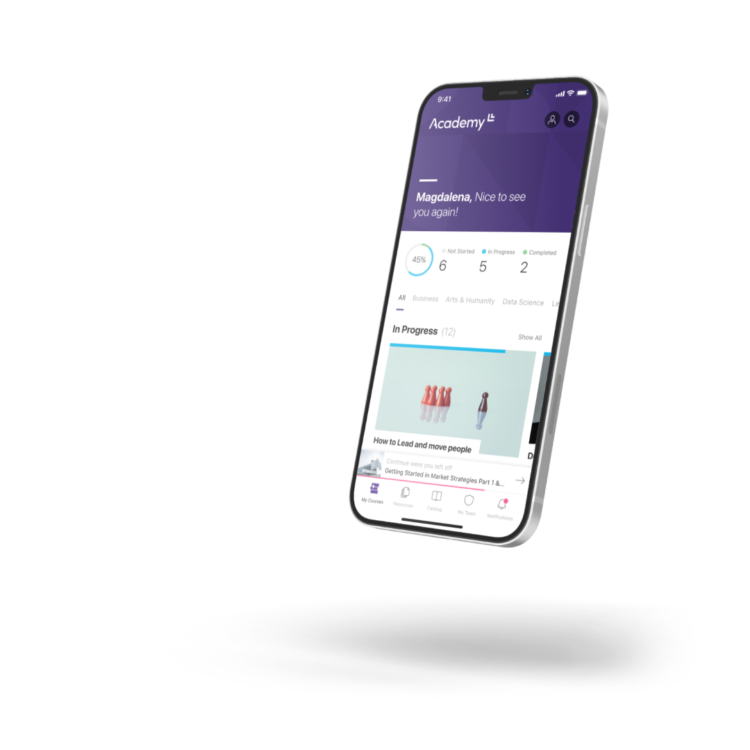 Mobile device showcasing the LMS of tomorrow - Learnster