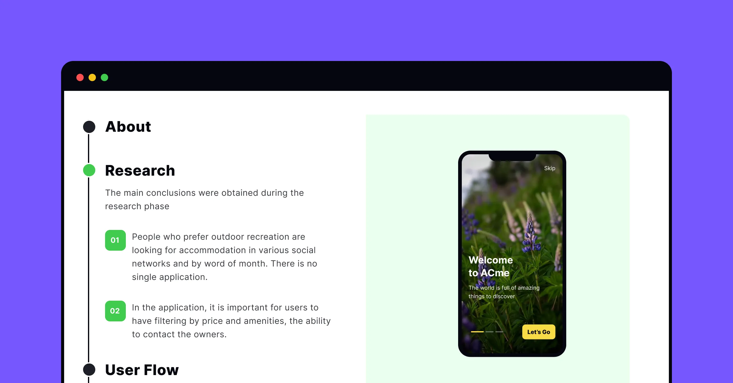 Provide an in-depth case study for each project