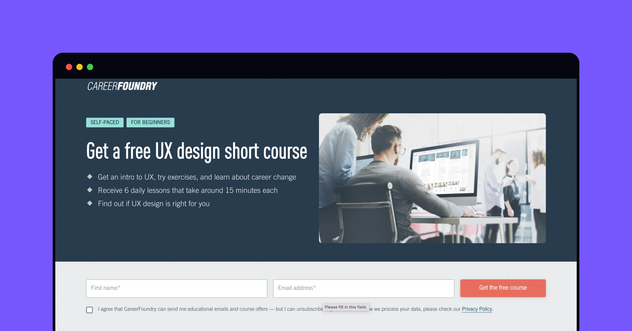 CareerFoundry's free UX design course