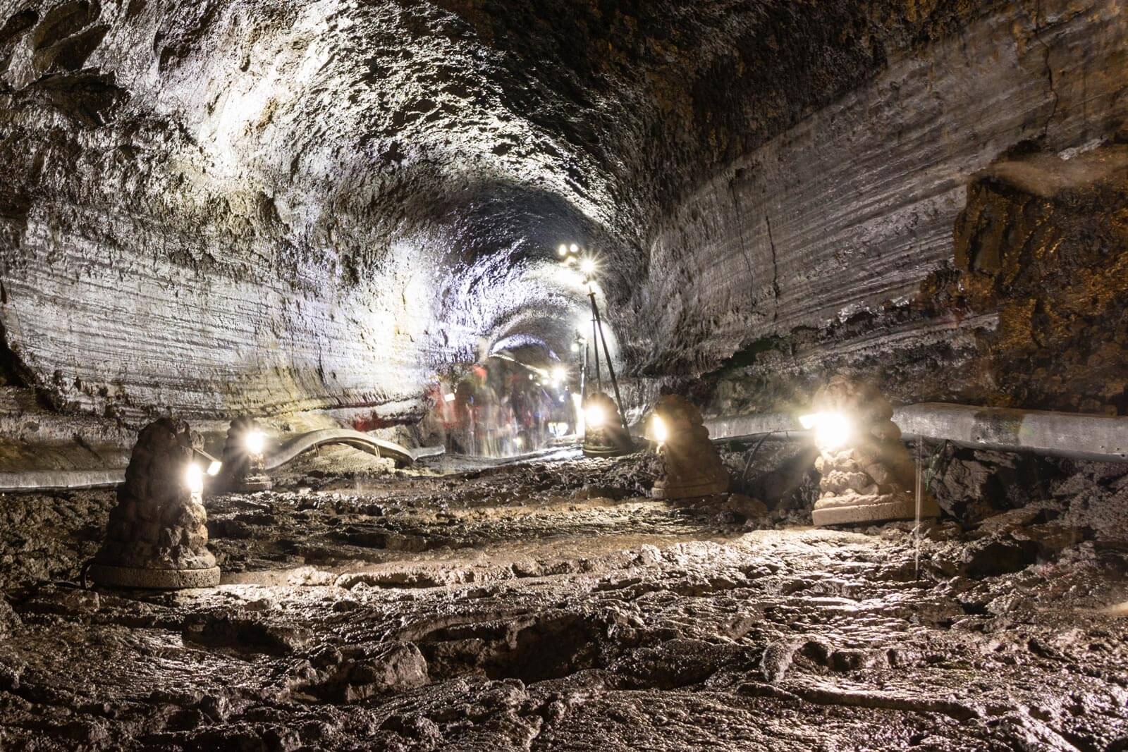Mine with lights in passage