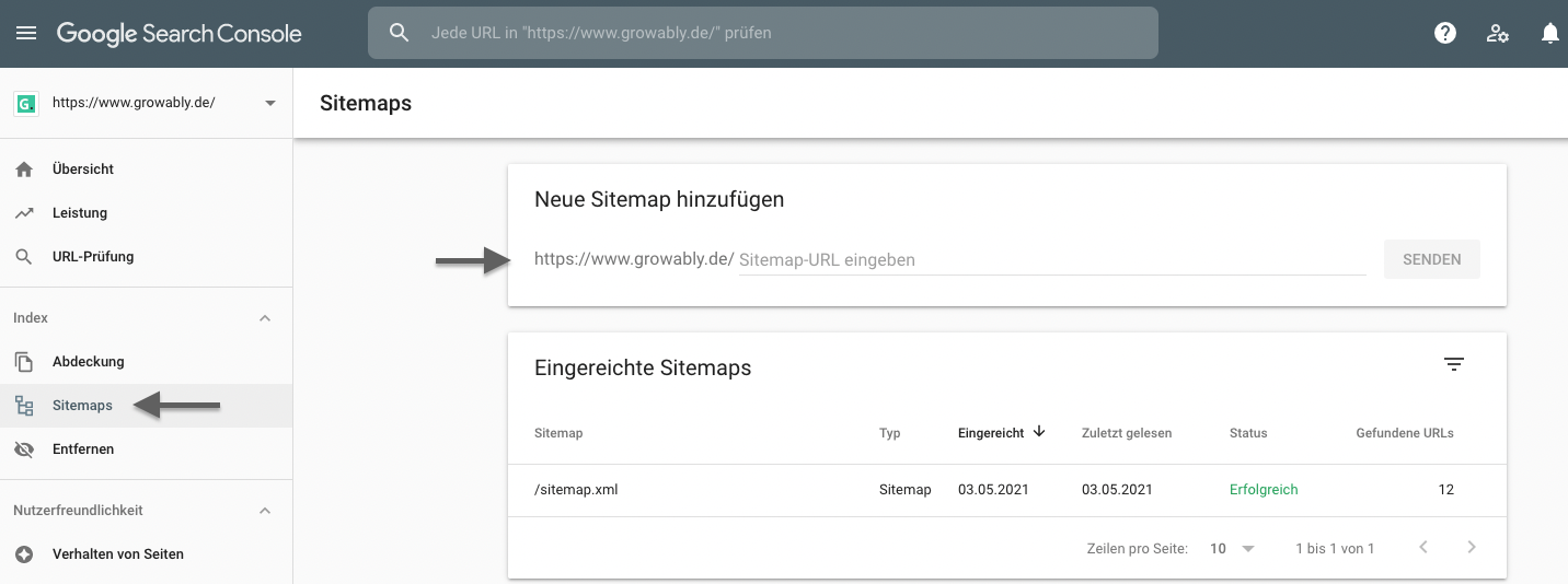XML-Sitemap bei Google Search Console einreichen