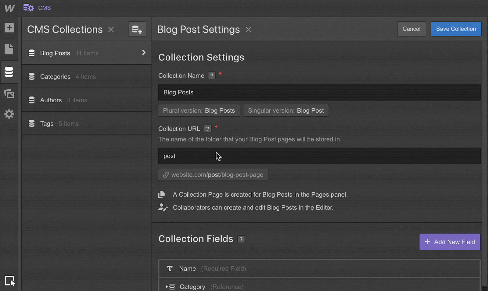 Webflow CMS Editor