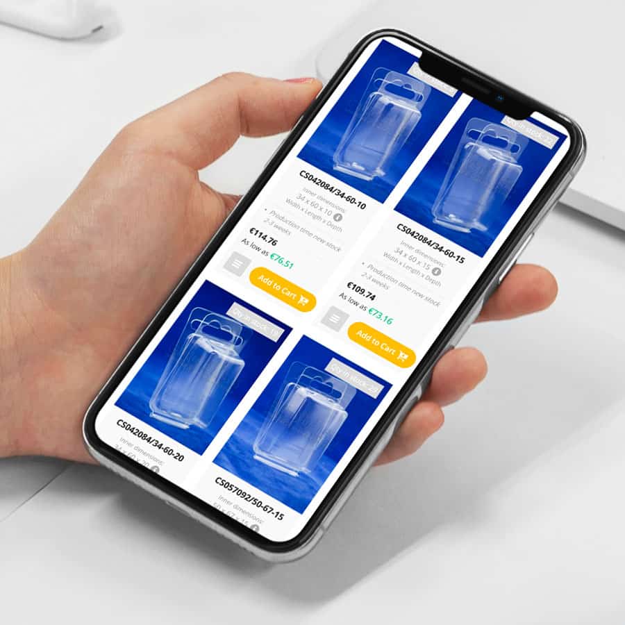 Phone with webshop site e-blister.nl