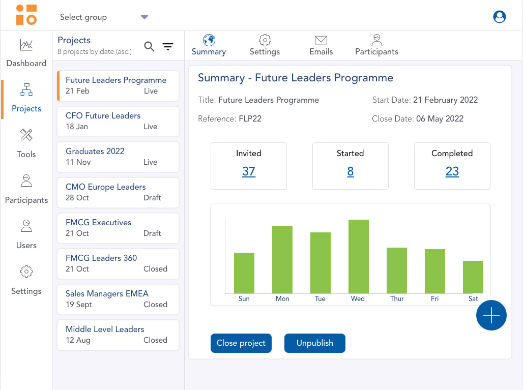 Admin portal screenshot