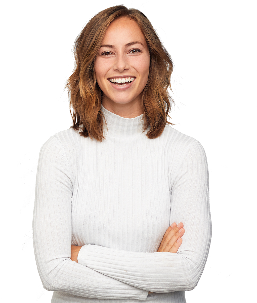 Smiling young women with her arms crossed