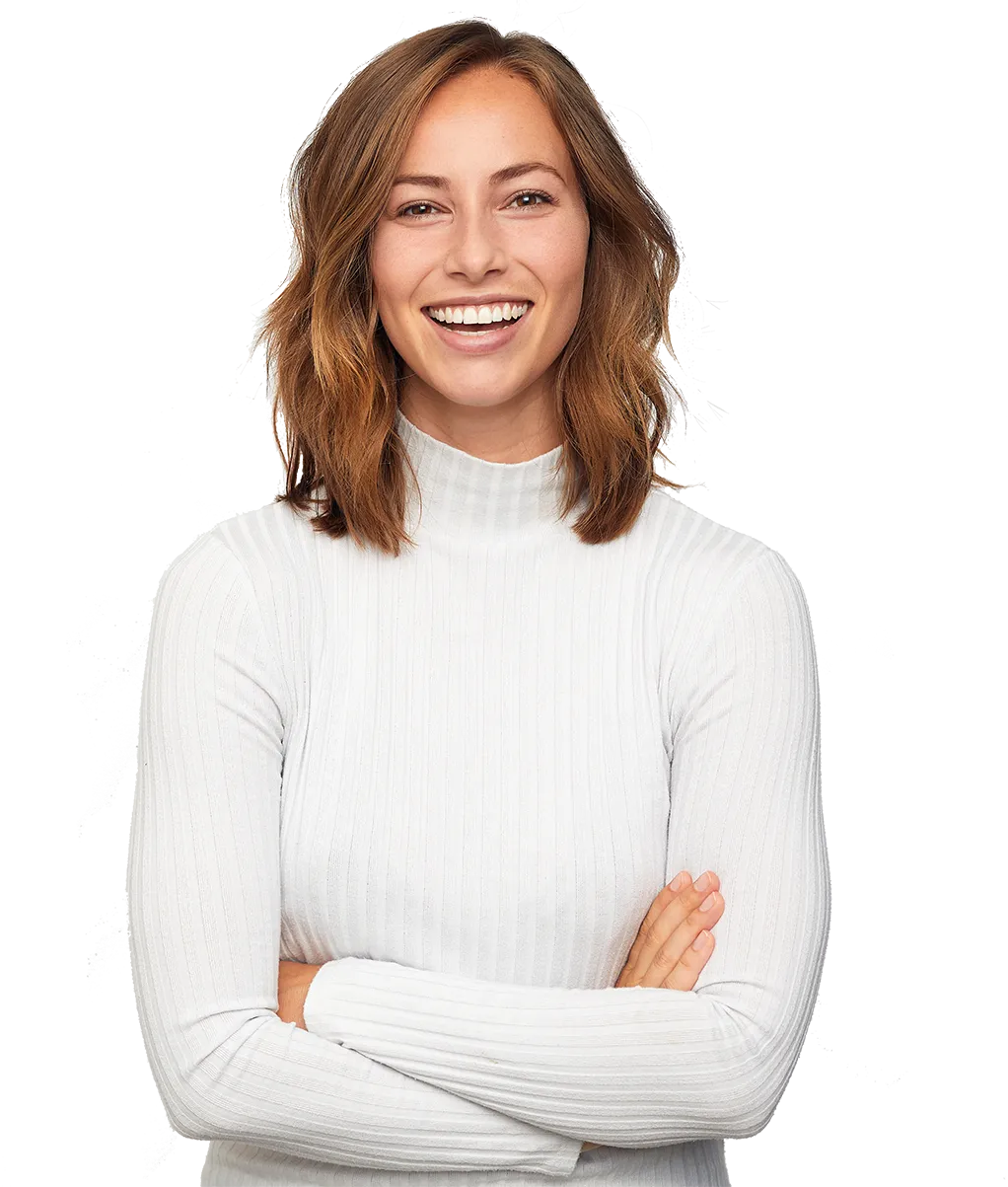 Smiling young woman with her arms crossed