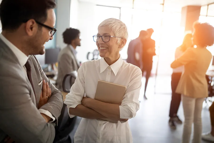 Business people speaking
