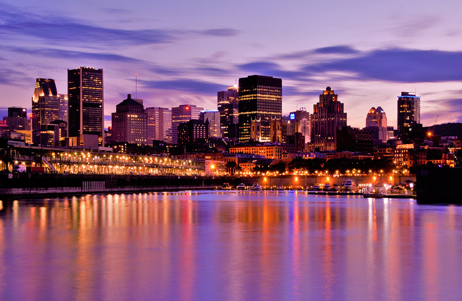 Montréal - vue centre ville et Vieux-Port - nuit