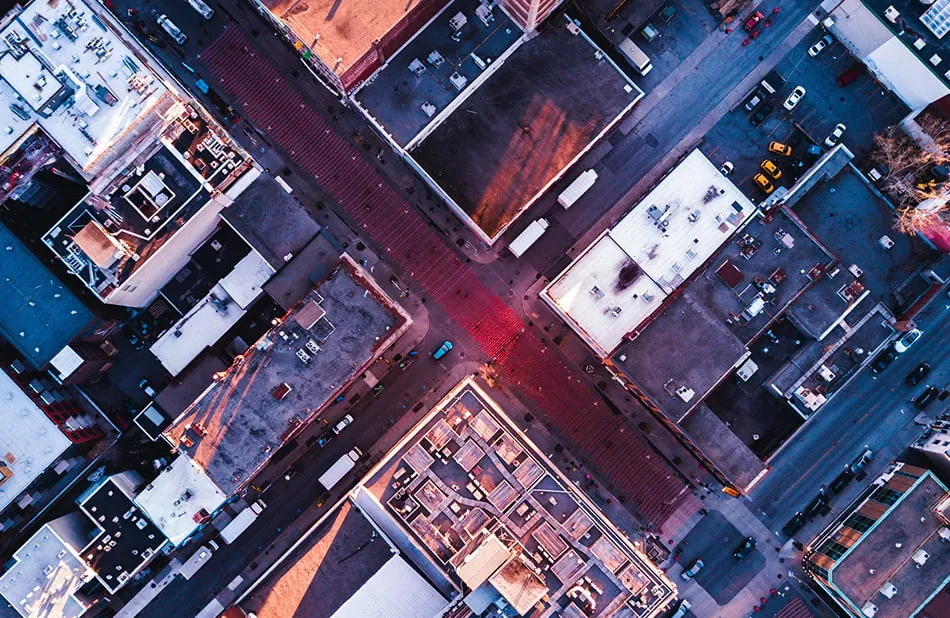 Montréal - immeubles et rues- vue aérienne