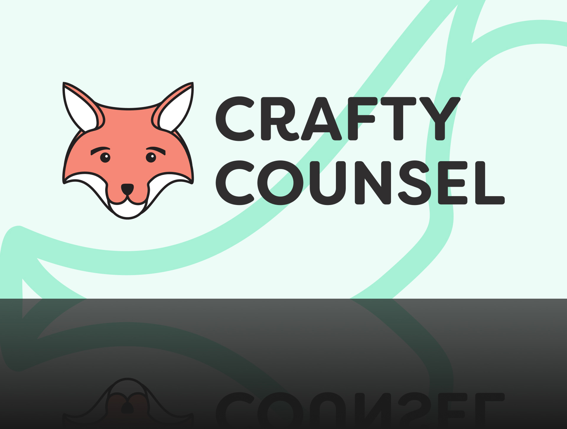 A green background on top of which sits the redesigned Crafty Counsel logo