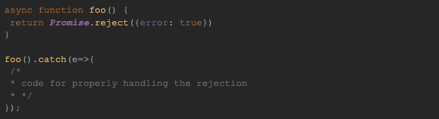 promise rejection handling node