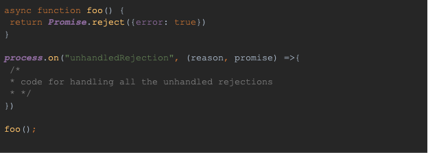 unhandled promise rejection node