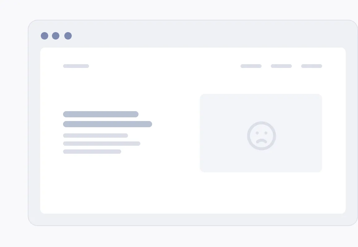 Illustration that shows a website with warnings and descending graph