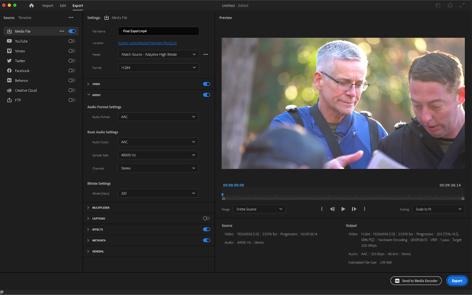 how to export video from adobe premiere pro to youtube