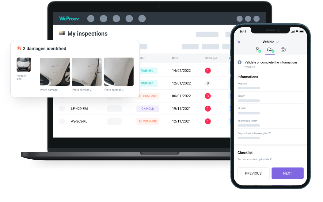 Inspection app and dashboard WeProov Partner