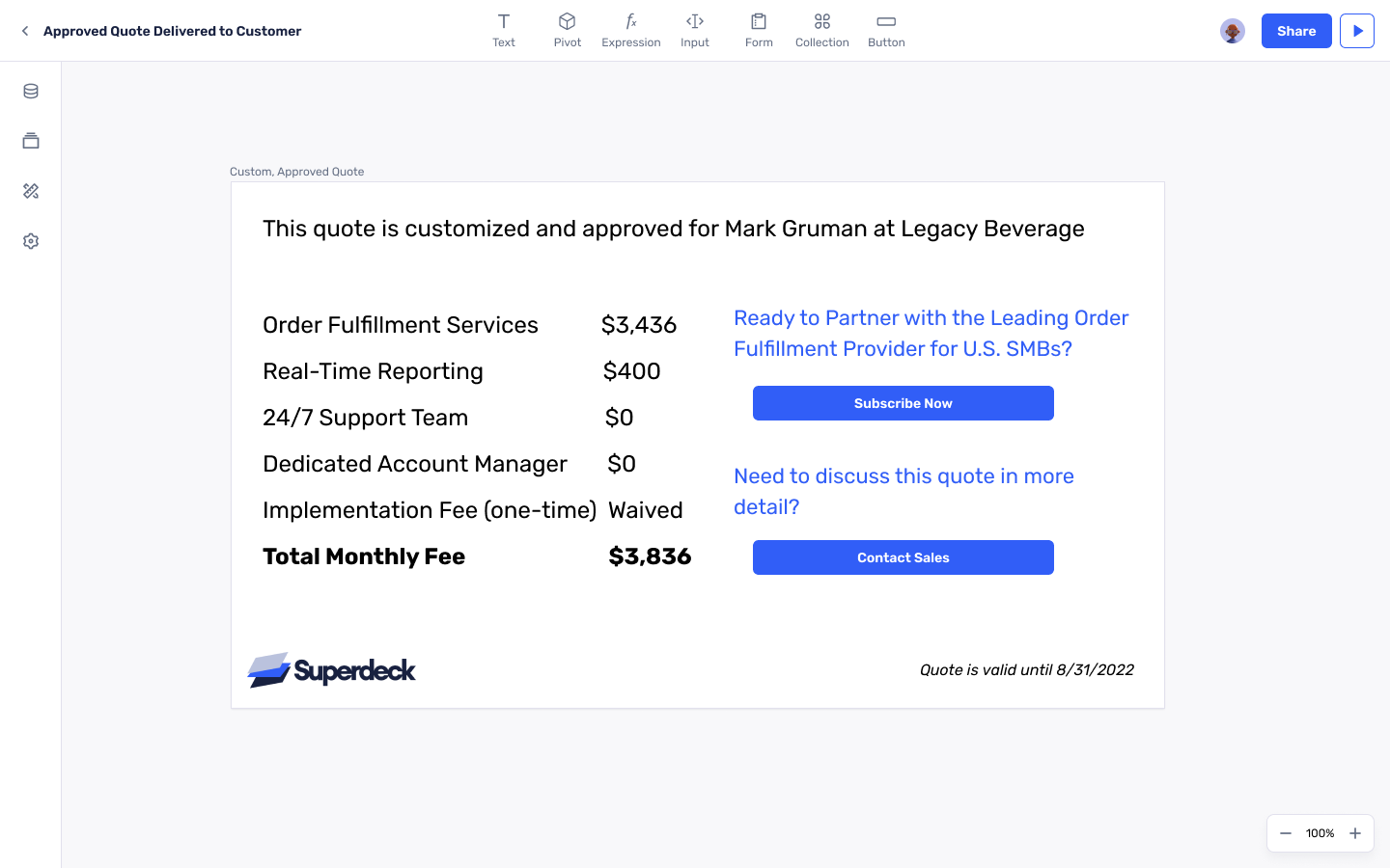 Price Quote Script for Custom Fulfillment Services