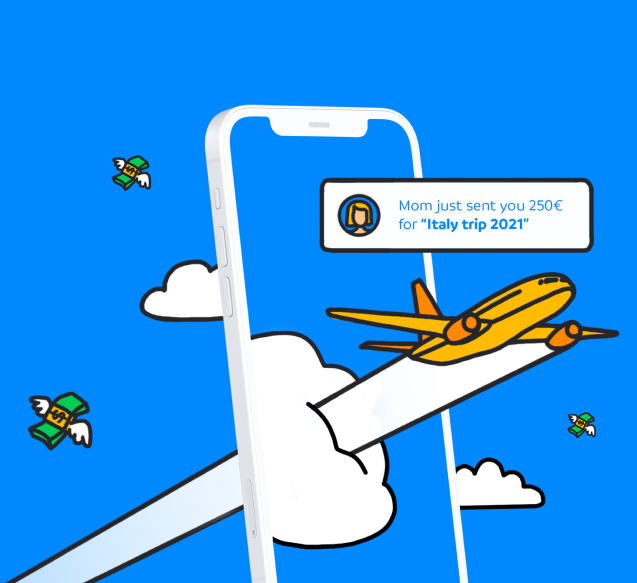 If you are a member of RISE the teen can receive money from parents anywhere in EU within seconds.